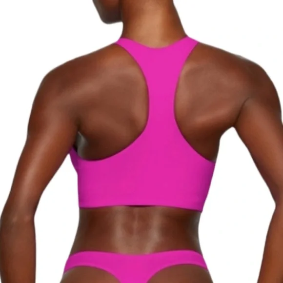 Skims Women's Pink High-Neck Crop Top - Picture 2 of 9